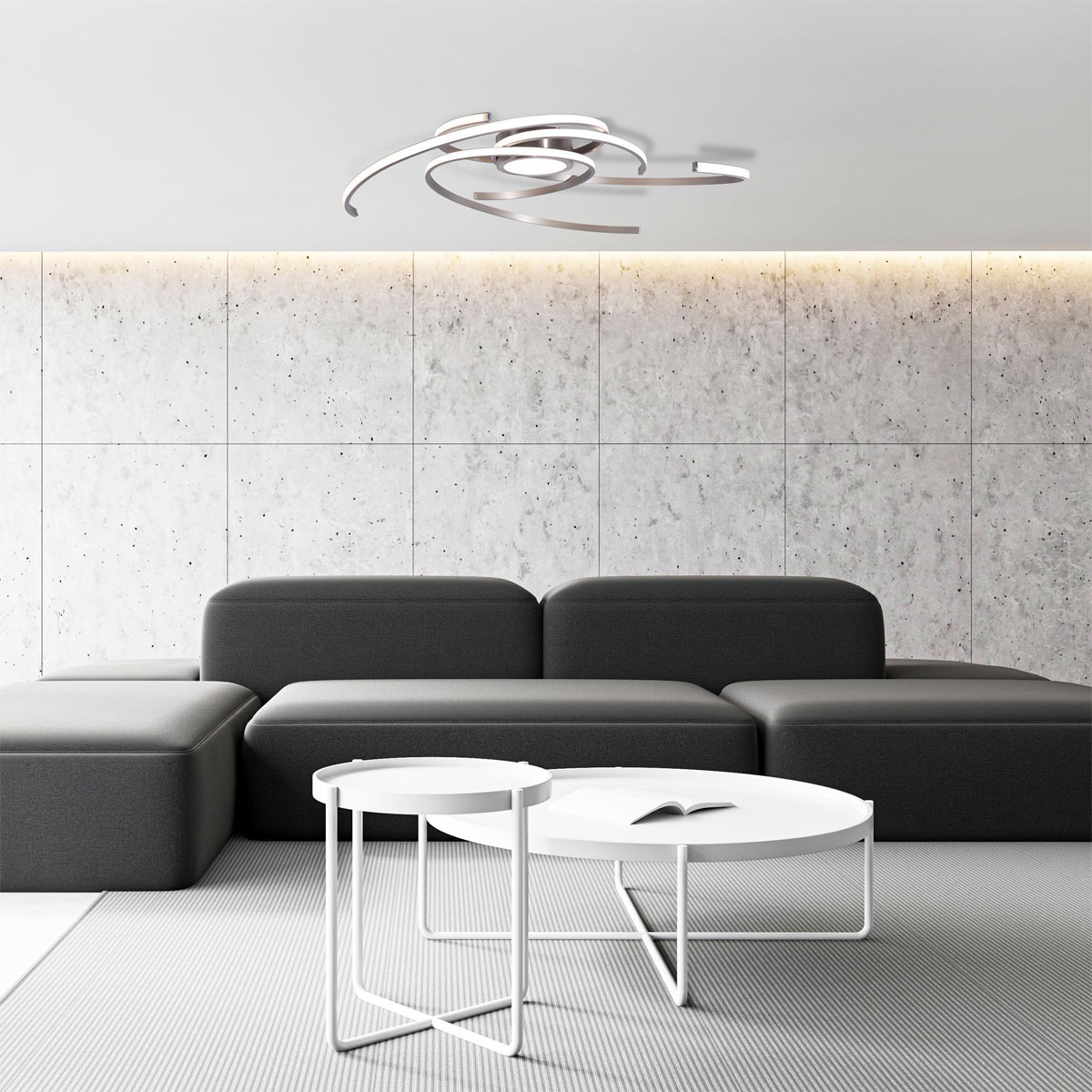 Naeve LED DL Radon Metall/KSstahl-blank LxBxH 75x75x6cm dimmbar Bild 11