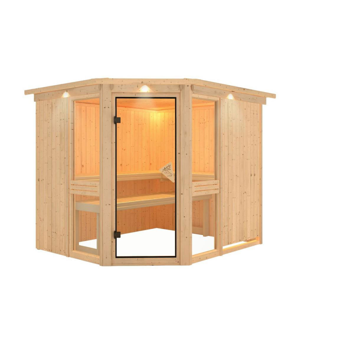 Karibu Amelia 3 Eckeinstieg ohne Ofen mit Kranz Bild 8