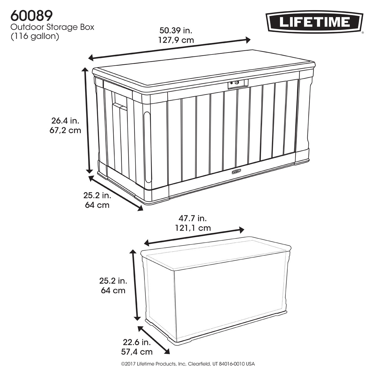 Lifetime Kissenbox Premium 440 L 64x127,9x67,2cm Braun Bild 12