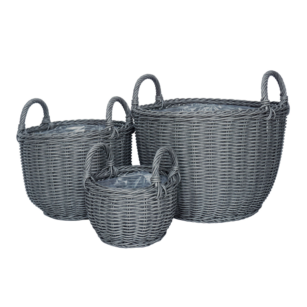 Haveson Pflanzkorb Salix M Durchmesser 31 x 32 cm dunklegrau