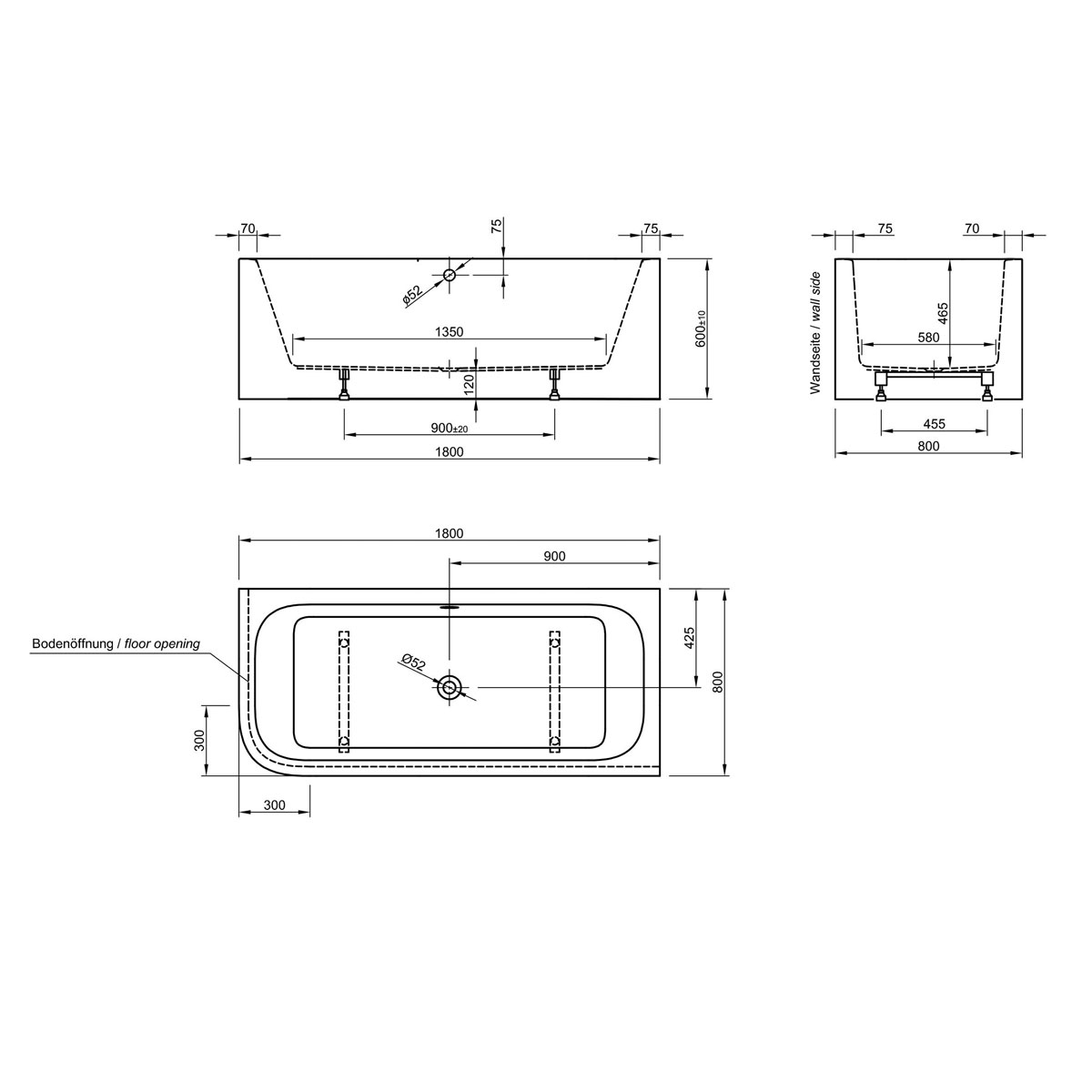Ottofond Badewanne Spirit 180 x 80 cm Ausführung links Bild 3