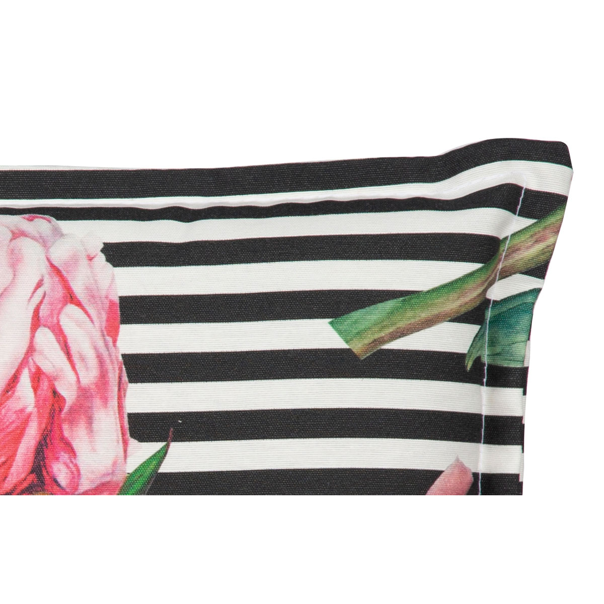 Saumauflage Toronto BE129 Hochlehner rosé/pinke Pfingstrosen auf schwarz-weißen Streifen Bild 3