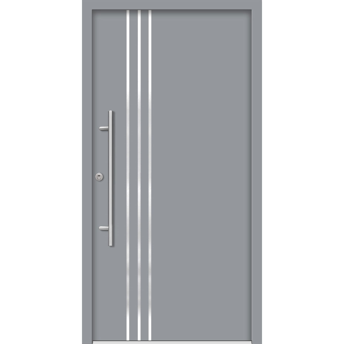 SplenDoor  Premium-Haustür Passivedoor Kalmar RC2 energiesparend einbruchsicher grau 100 x 200 cm links