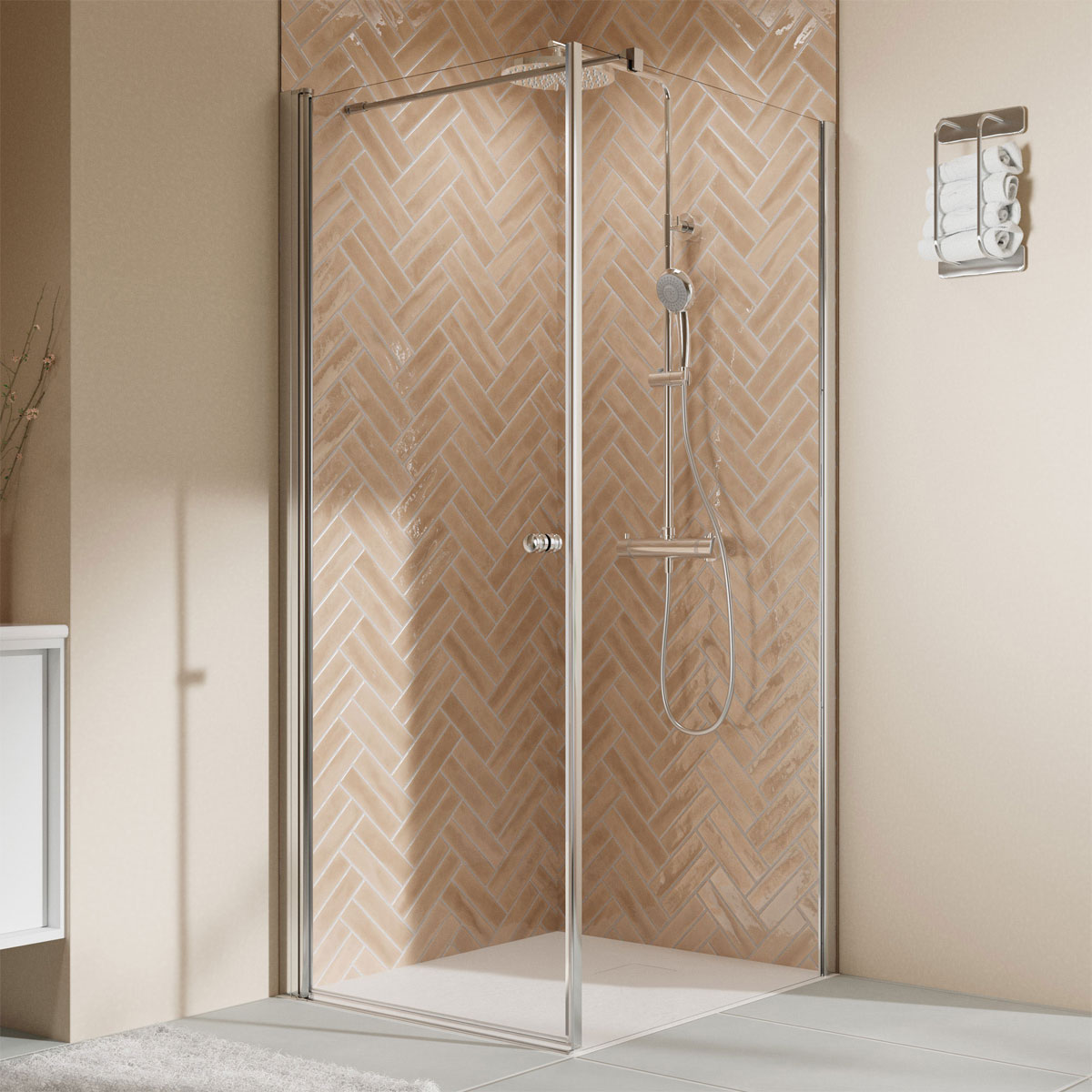 Breuer  QUICK72 Elana 2.0 Seitenwand rechts für Drehtür Alu silber matt Klarglas 900 mm