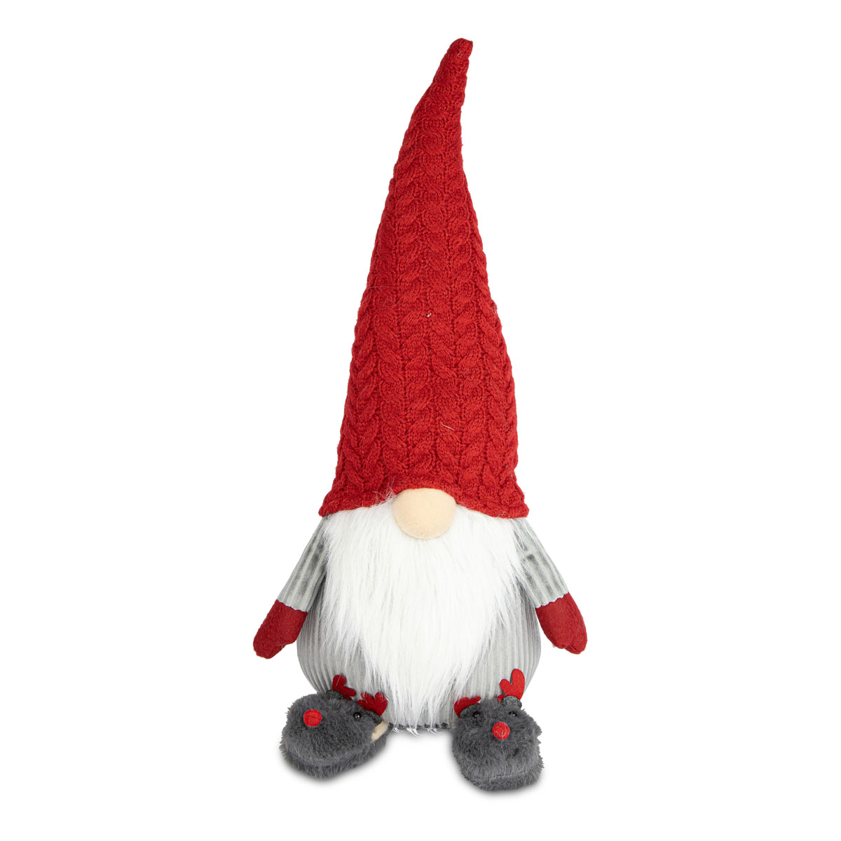 Wichtel mit Hausschuhen Stoff 20 x 16 x 46 cm grau-rot Bild 1