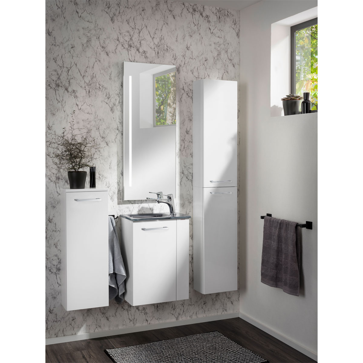 Fackelmann  Gäste-WC Waschtischunterschrank links SBC 440 x 600 x 243 mm Weiß Bild 10