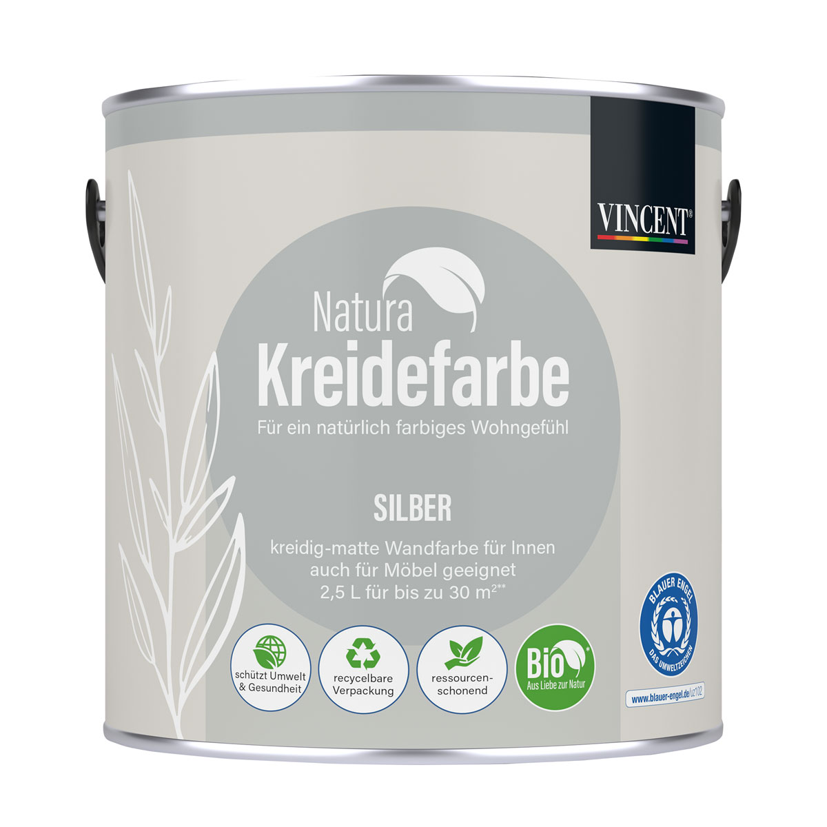 Vincent  Natura Kreidefarbe Silber matt 2,5 L