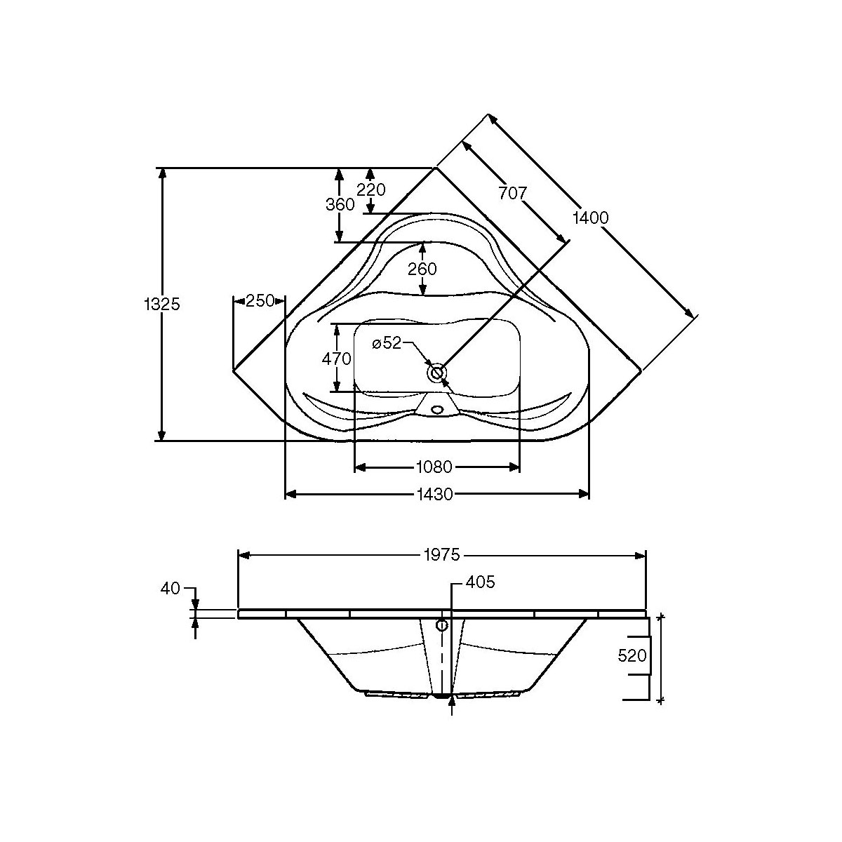 Ottofond Whirlpool-Set Lucia 140 cm weiß Typ 1 Bild 2