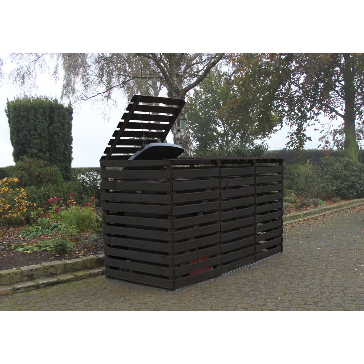 Promadino Mülltonnenbox Vario V für 3 Tonnen anthrazit