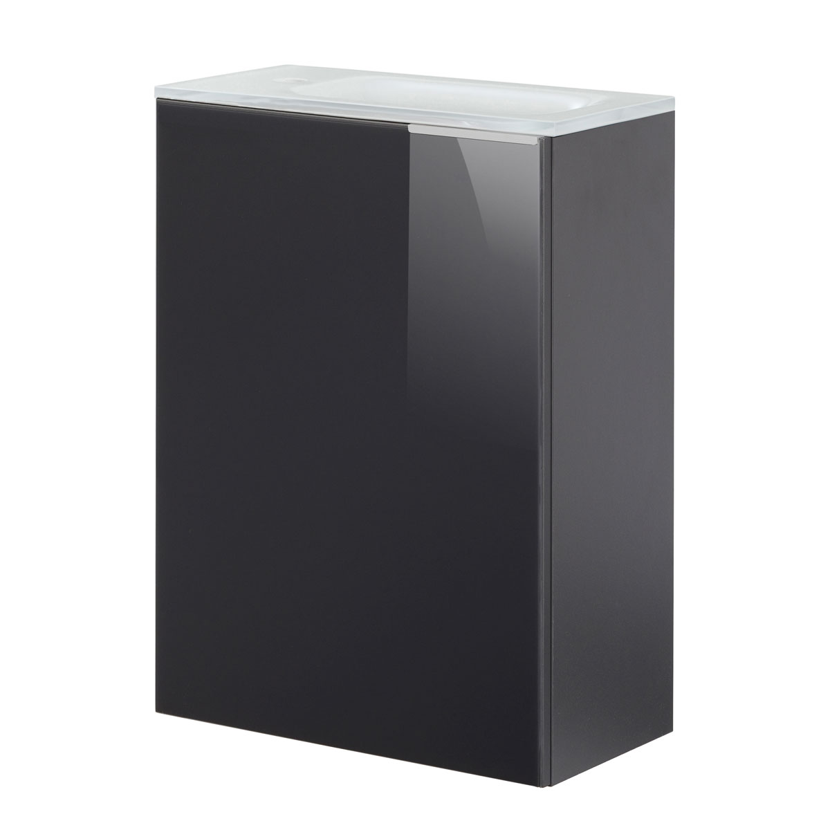 Fackelmann  Gäste-WC Waschtischunterschrank links SBC 440 x 600 x 243 mm anthrazit/lackiertes Glas Anthrazit Bild 2