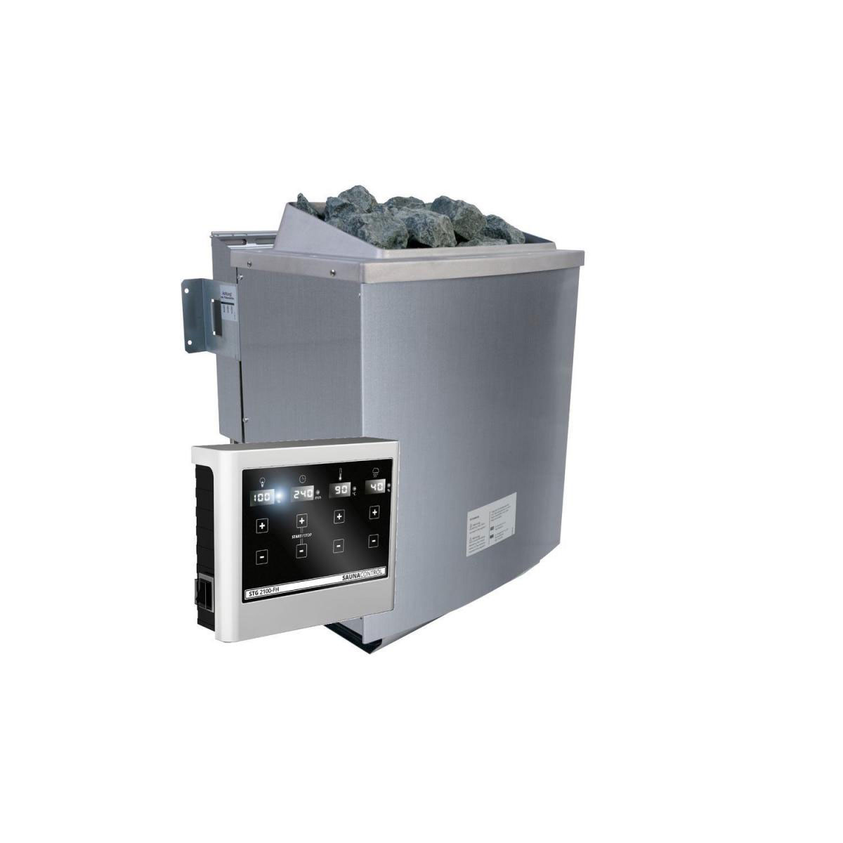 Karibu Sauna-Biokombiofen 9 kW inkl Steuergerät silber