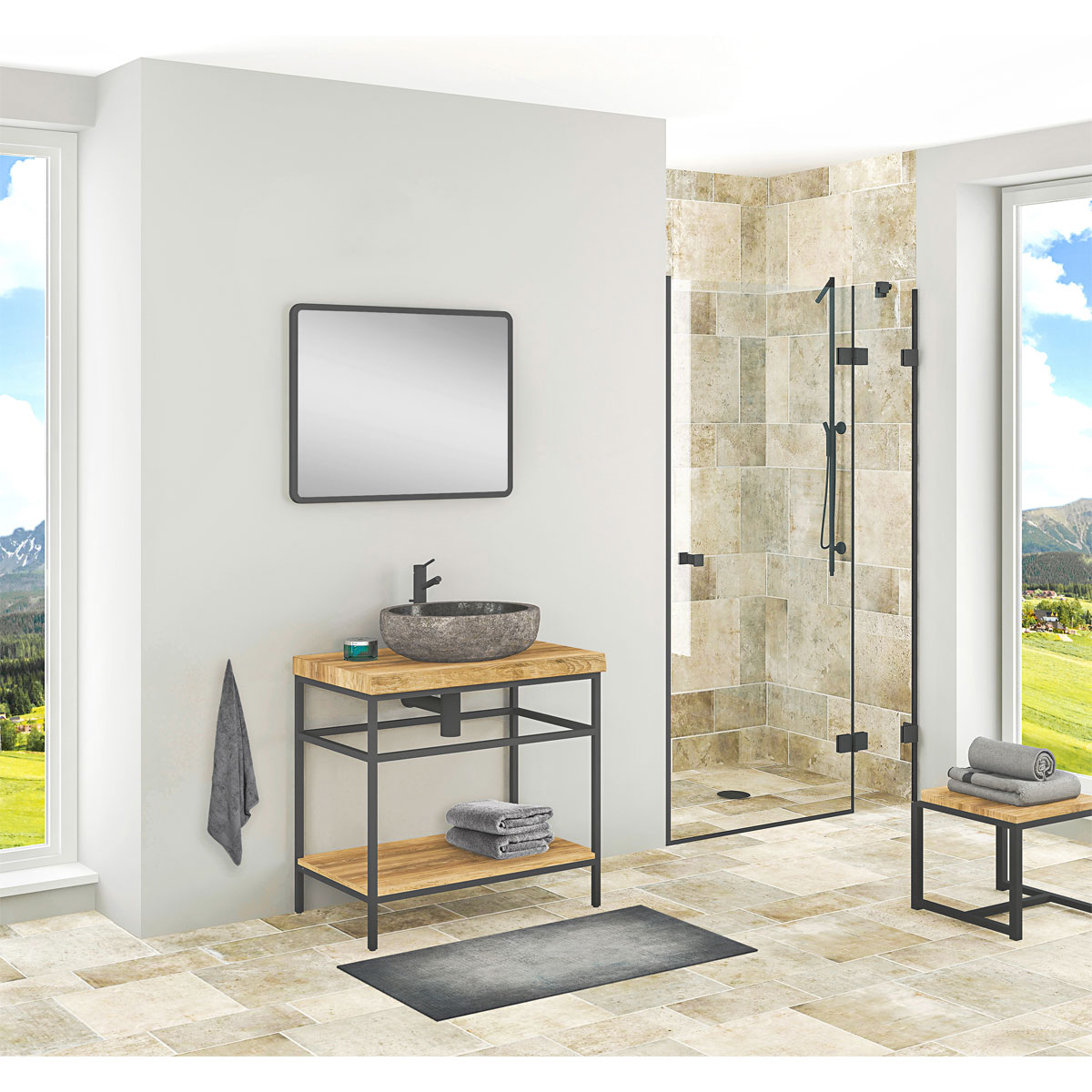 Waschbeckenunterschrank Tree mit 1 Regalboden