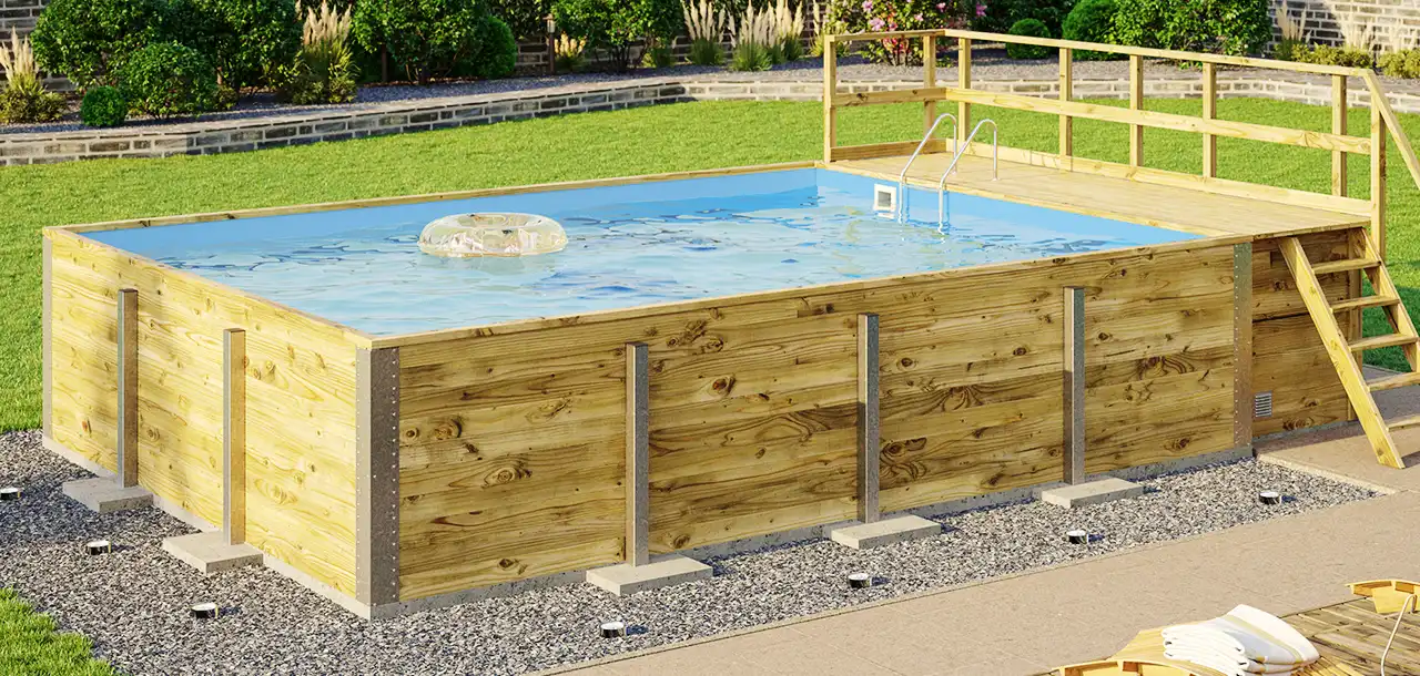 Pool mit Holzverkleidung