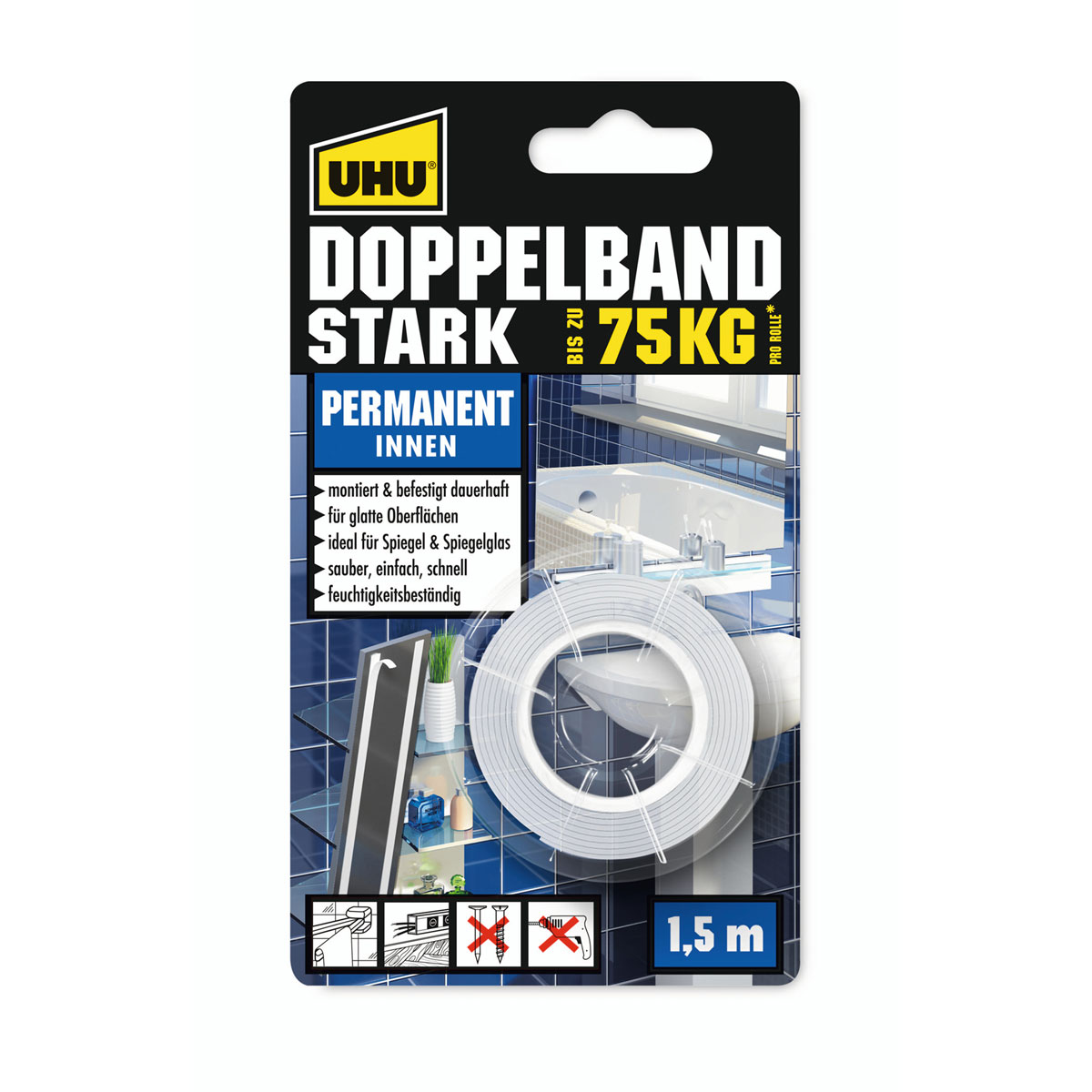 UHU  Doppelband stark 1,5 m x 19 mm Bild 1