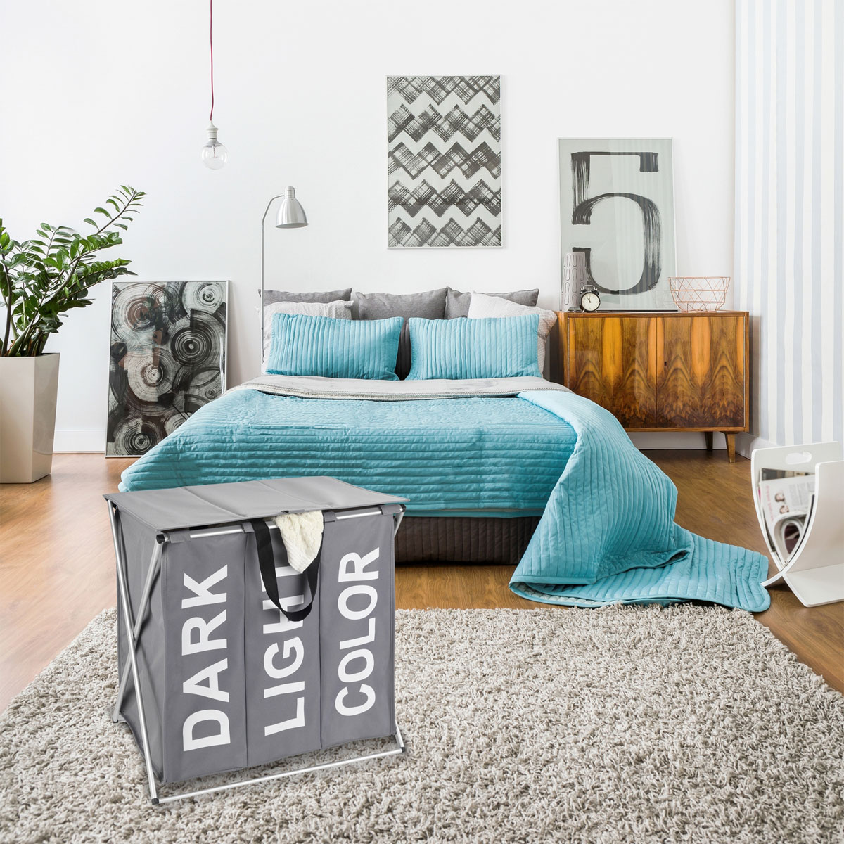 Wenko  Wäschesammler Trio Top Grau Wäschekorb 118 l Bild 9