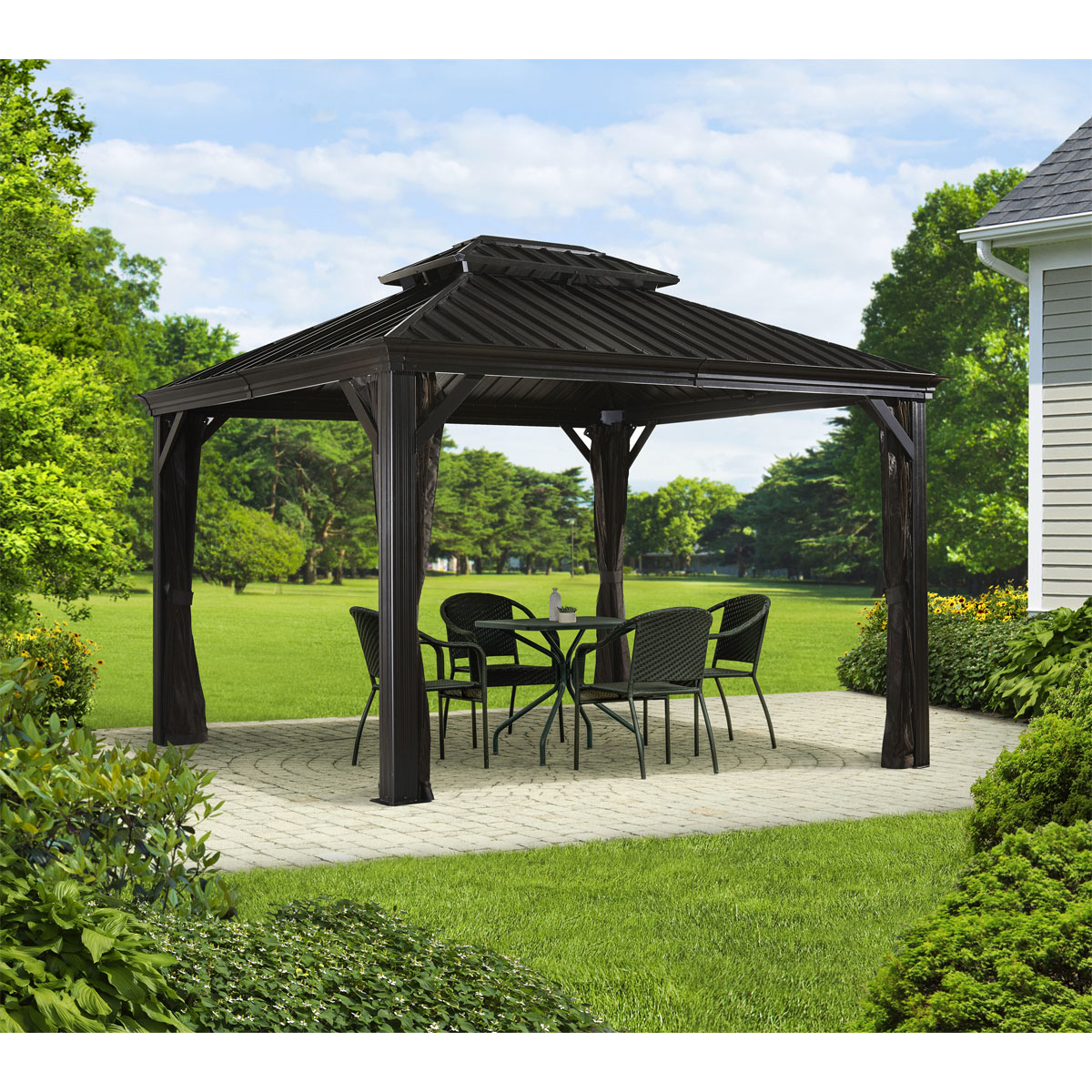 Sojag Pavillon Messina 1012 inkl. Moskitonetz 298x363x291,5cm Anthrazit Bild 4