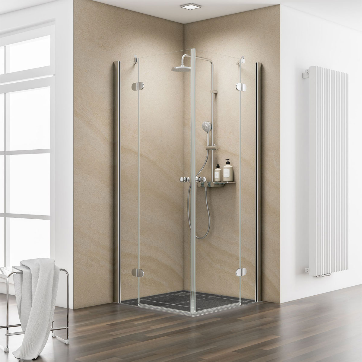 Schulte Eckeinstieg MasterClass 4-teilig HxB 200 x 99,2-101,2 cm Montage auf Fliesen Bild 1