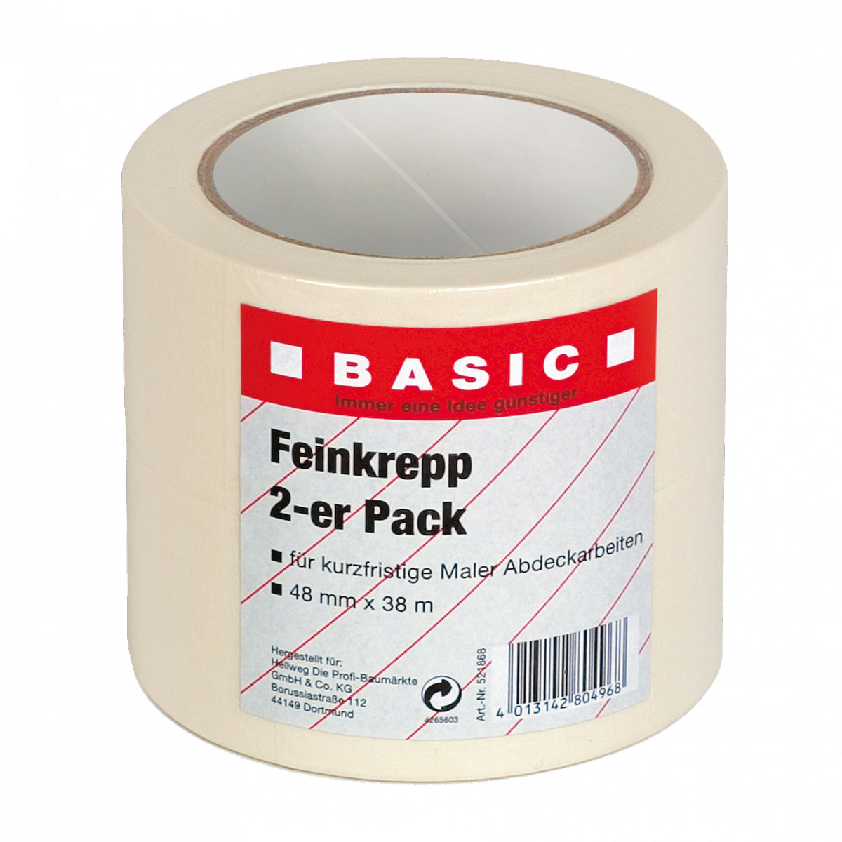 Basic Feinkrepp 2er Pack 38m x 48 mm