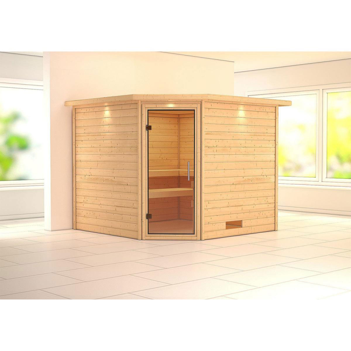 Karibu Sauna Leona mit Dachkranz