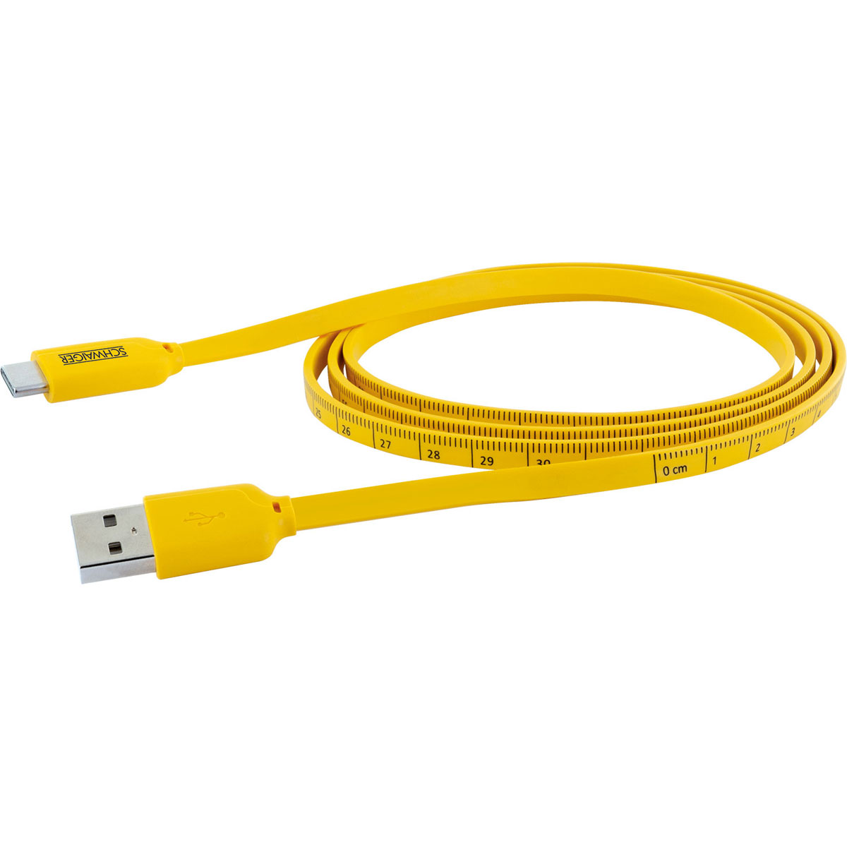 Schwaiger  Sync und Ladekabel Typ C mit Maßband 1,2 m gelb Bild 3