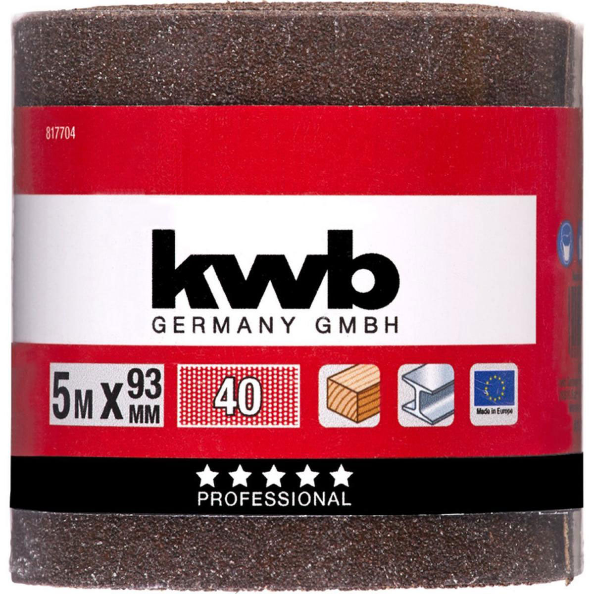 kwb  Schleifmittel-Rollen Holz und Metall 5 m x 93 mm K40 Bild 2