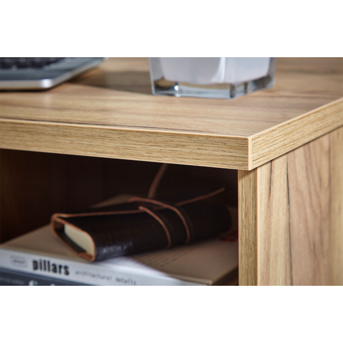 Schreibtisch Keep mit Stauraum 145 x 75 x 70 cm Navarra-Eiche-Nachbildung Bild 4