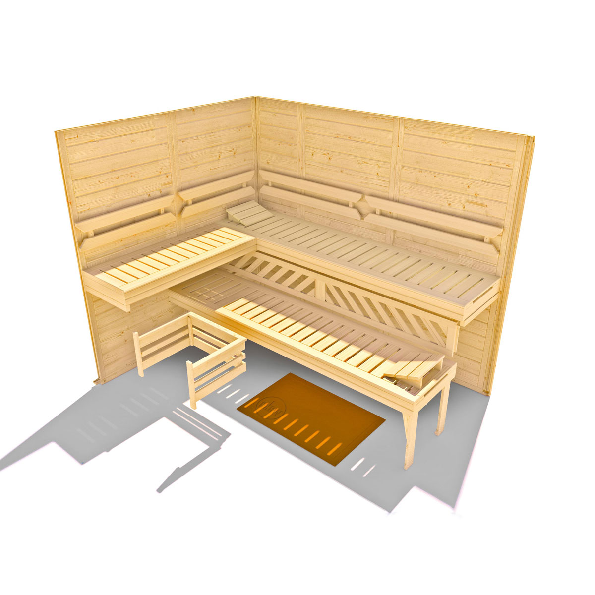 Weka  Premium Massivholz-Elementsauna Kemi Eck Größe 3 Sparset 7,5 kW OS Bild 5