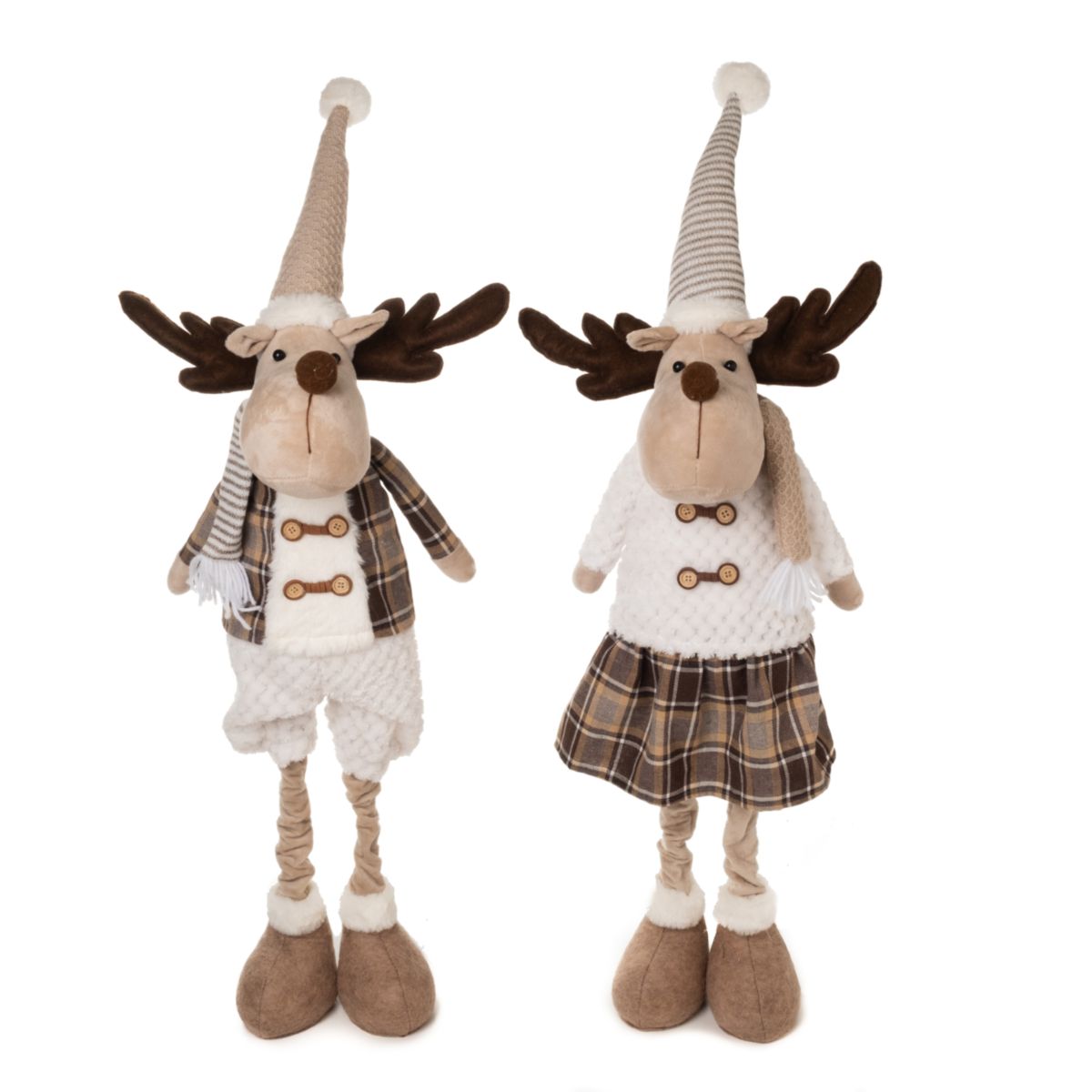 Textildeko Hirsch mit Ausziehbeinen 90cm weiss braun