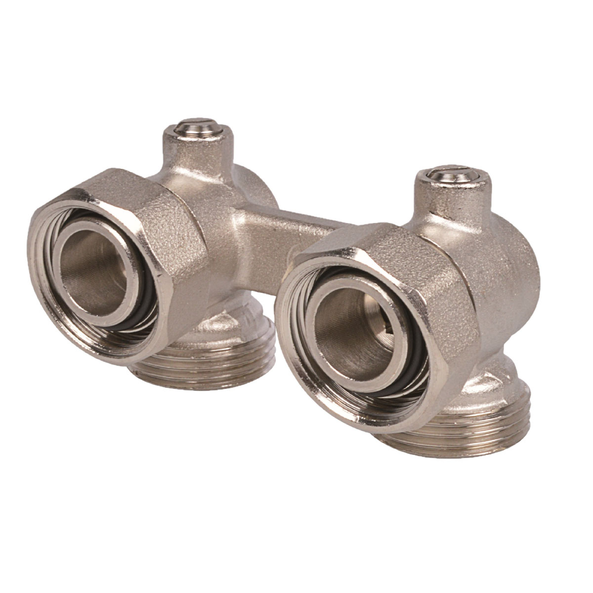 Kirchhoff MS Hahnblock 90 Grad vernickelt 3/4" Eurokonus x 3/4"IG Eckform