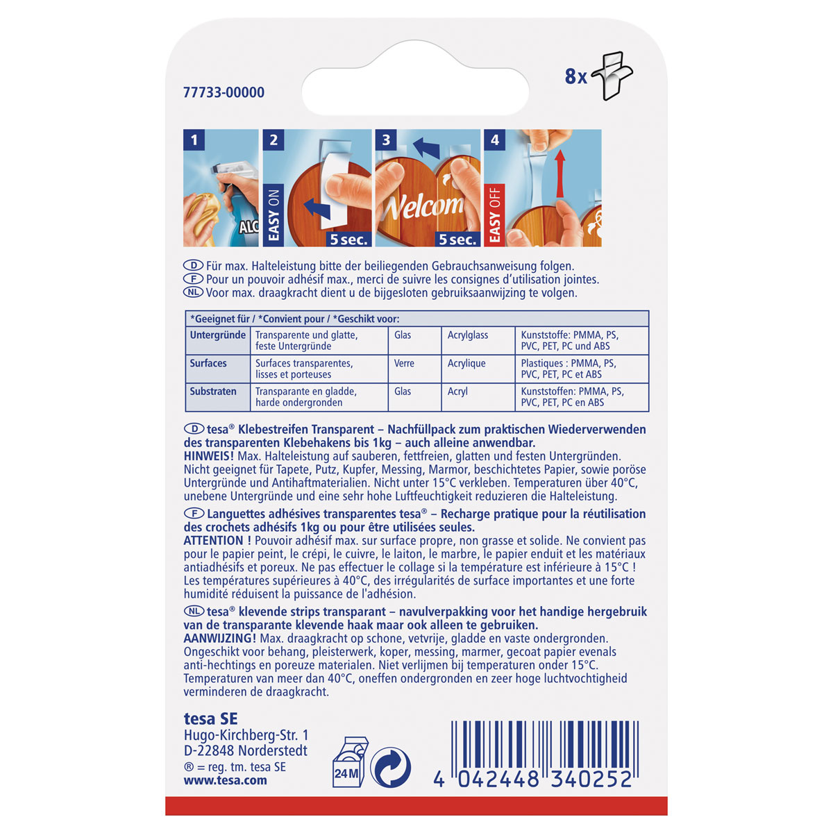 Tesa Klebestreifen transparent Glas 8 Stück Traglast 8 x 1 Kg Bild 2