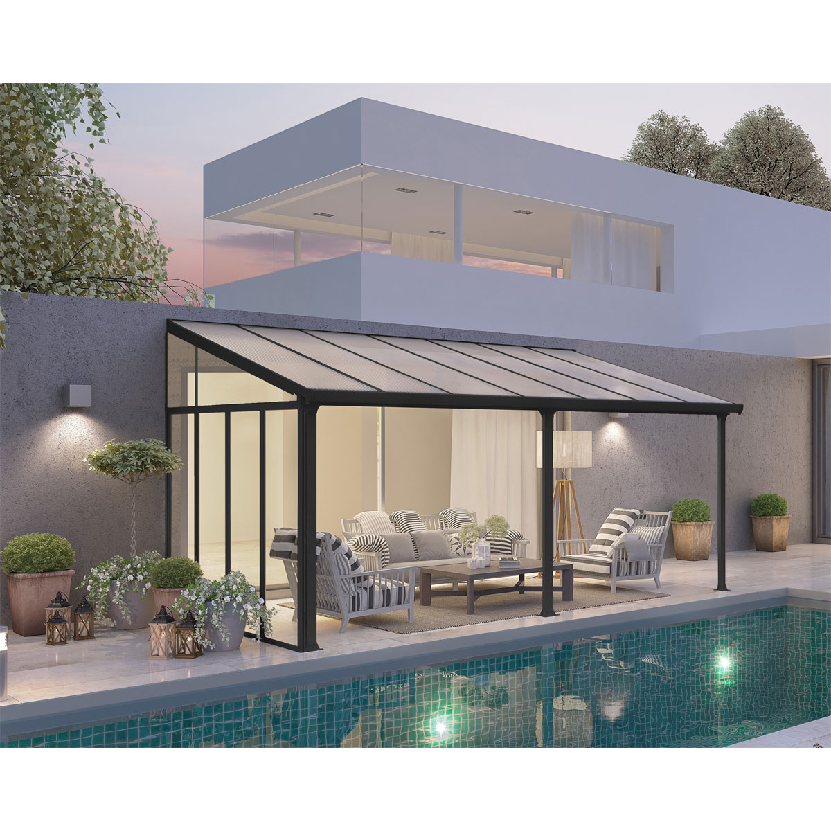 Palram Canopia Terassenüberdachung  3er Serie Pergola-Seitenwand dunkelgrau Bild 2