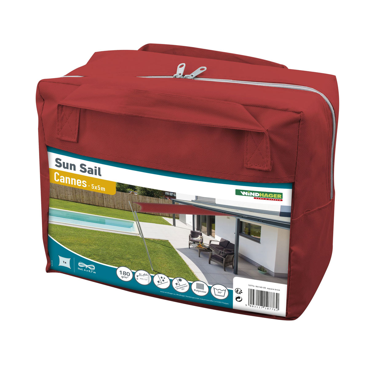 Viereck-Segel Cannes 5 x 5 m brick Bild 4