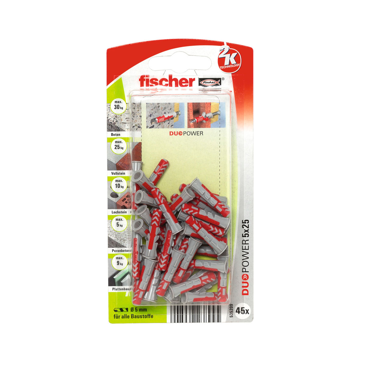 Fischer  Dübel DuoPower 5 x 25 mm 45 Stück Bild 1