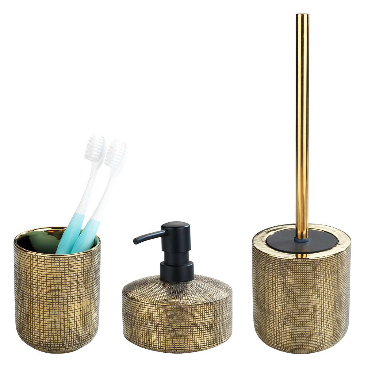 Wenko  Bad-Accessoire Set Rivara 3-teilig Bad-Zubehör handbemalt