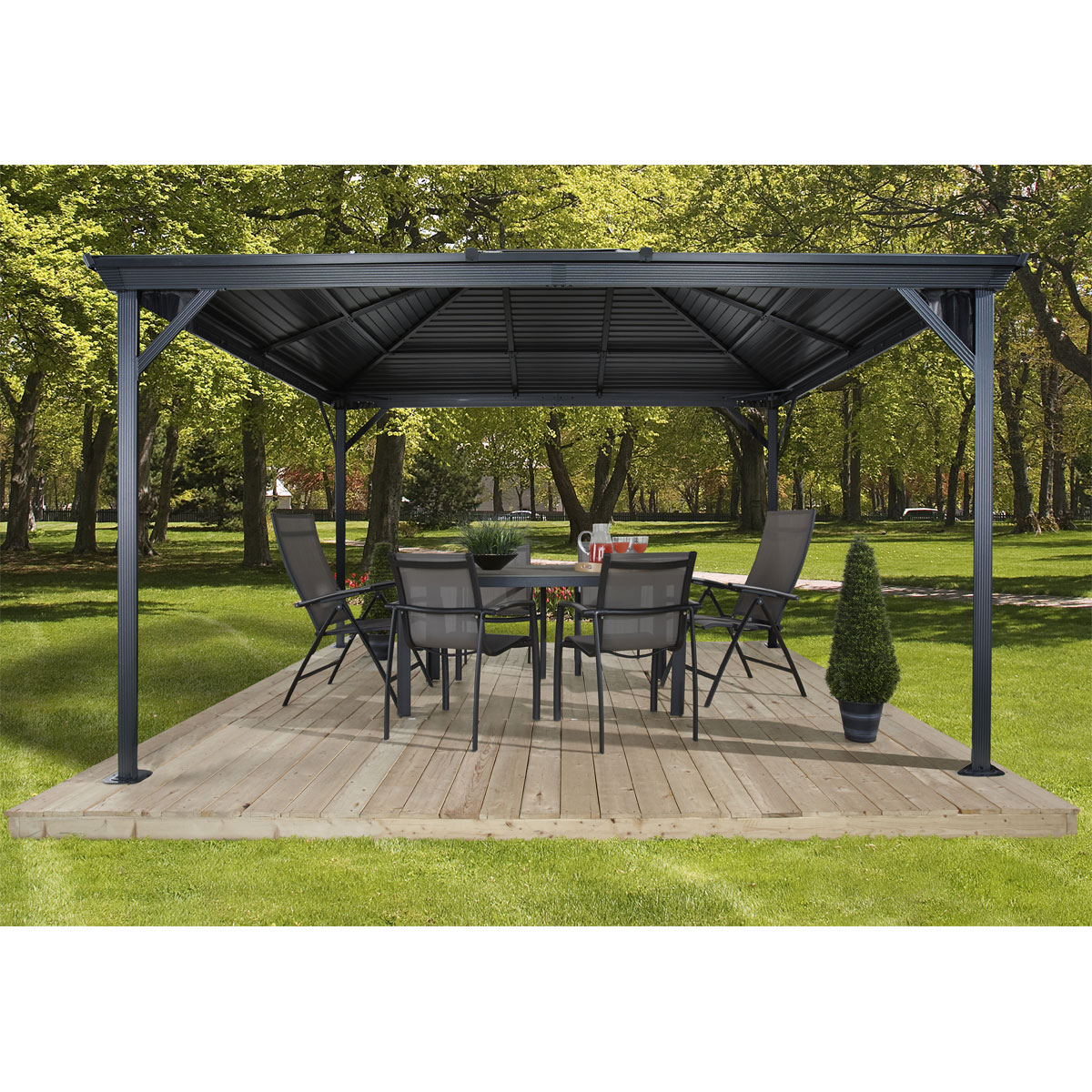 Sojag Pavillon Ventura 1010 295,5x295,5x260,5cm Basaltgrau Bild 4