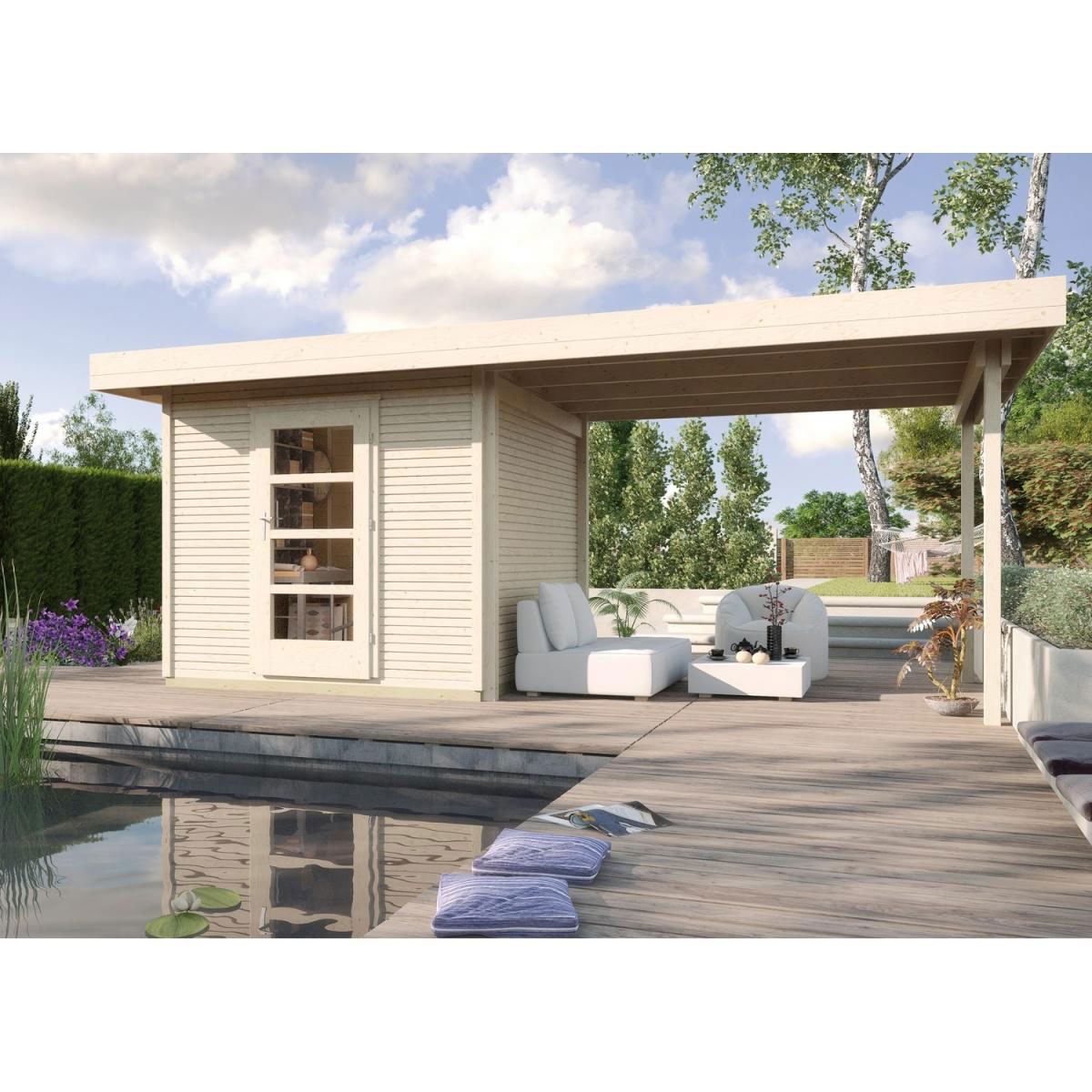 Weka Designhaus Line 172 B mit Anbau 300 cm 634 x 377 x 226 cm braun Bild 2