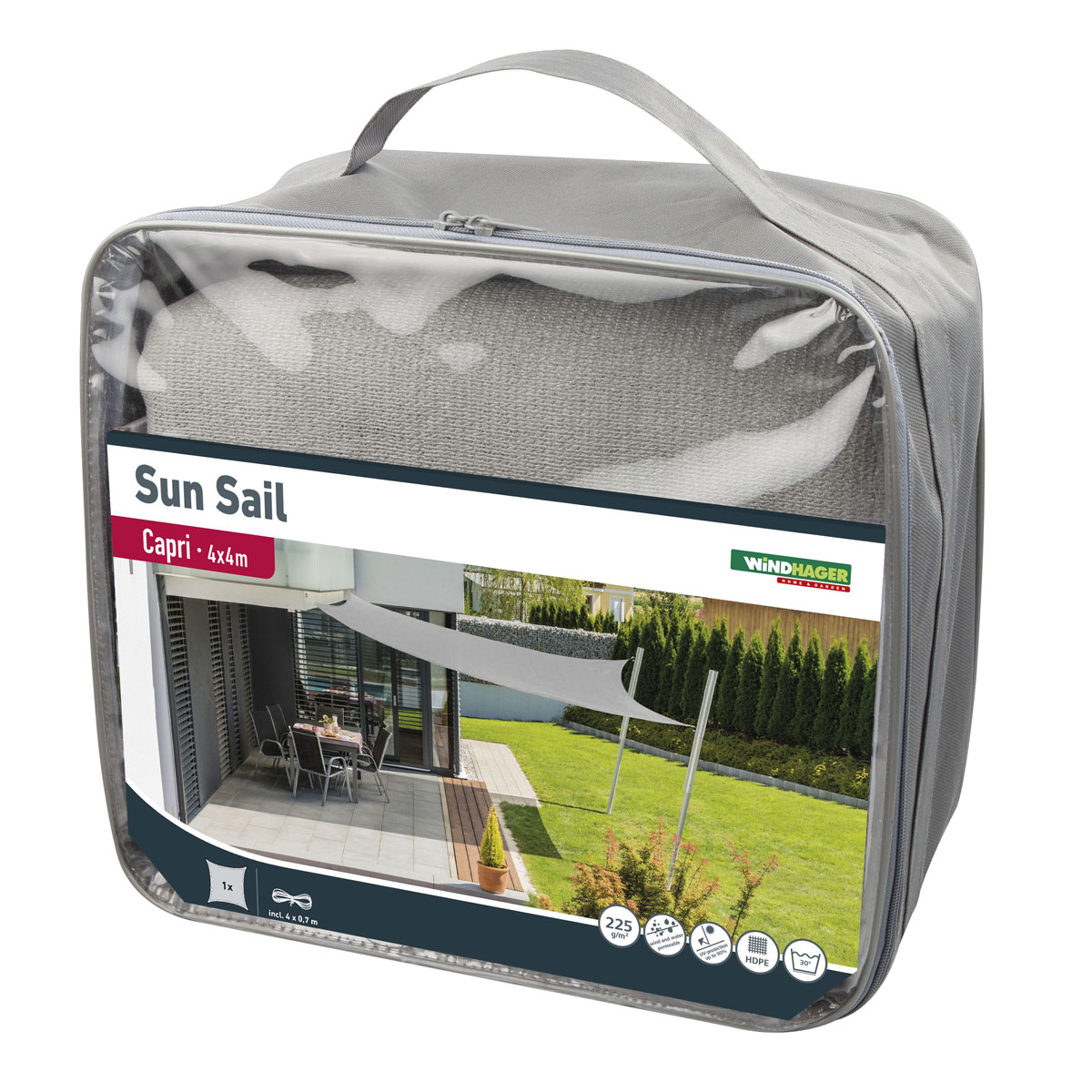 Viereck-Segel Capri 4 x 4 m grau Bild 1