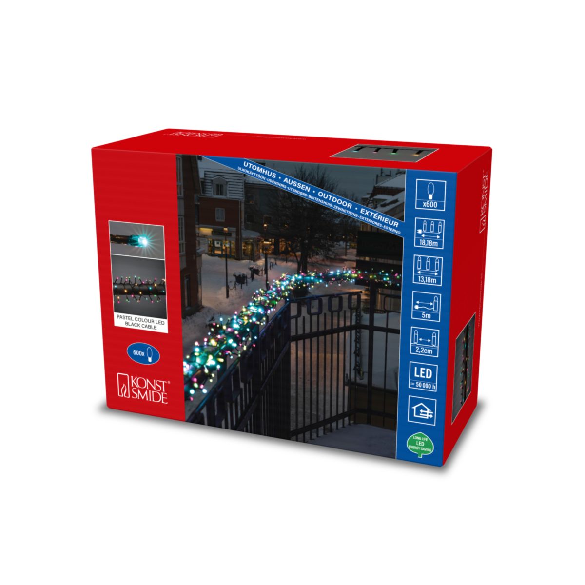 Konstsmide LED Minilichterkette mit 600 bonbonfarben LEDs