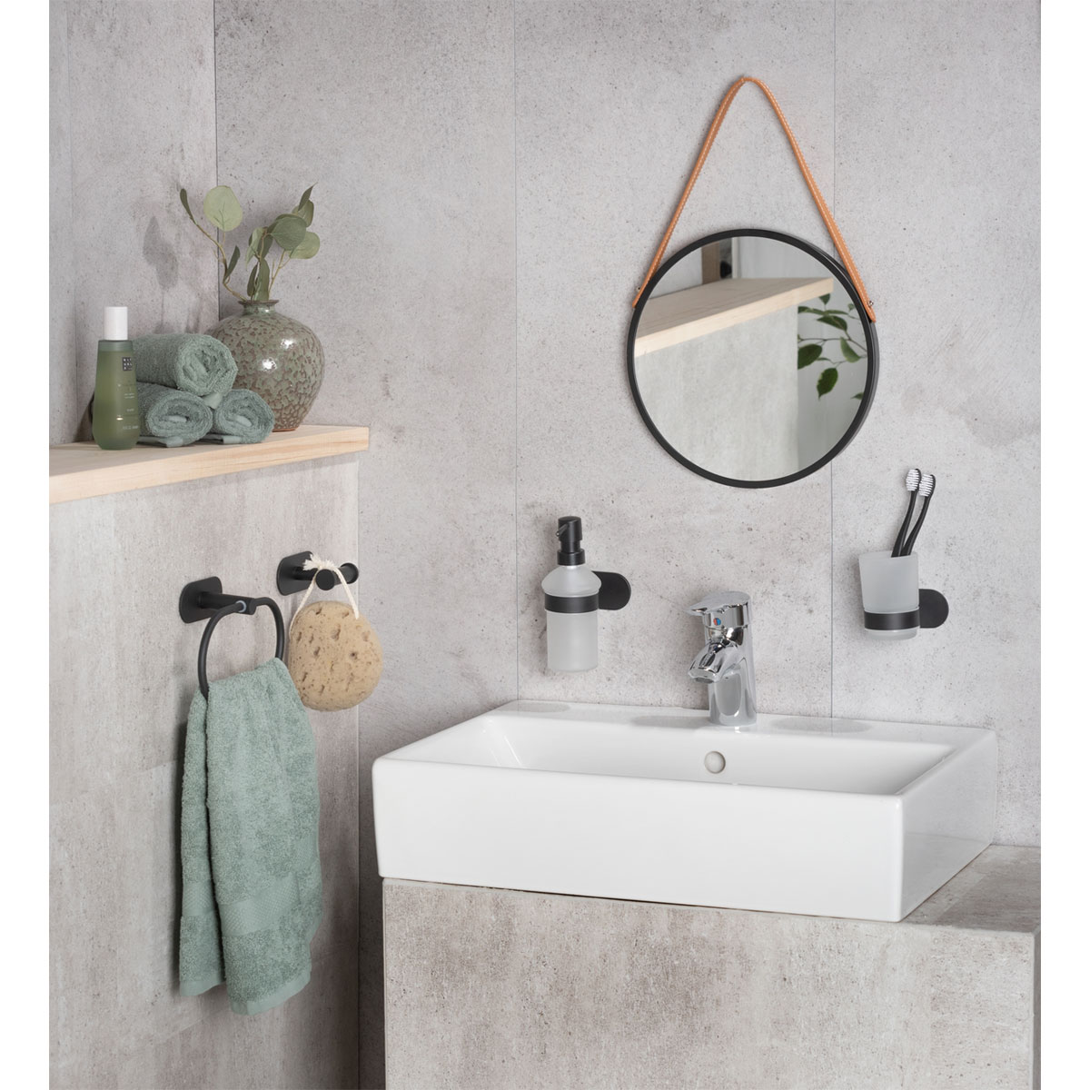 Wenko  Turbo-Loc Edelstahl Seifenspender Orea Black Matt Flüssigseifen-Spender Befestigen ohne bohren ca 200 ml Bild 8