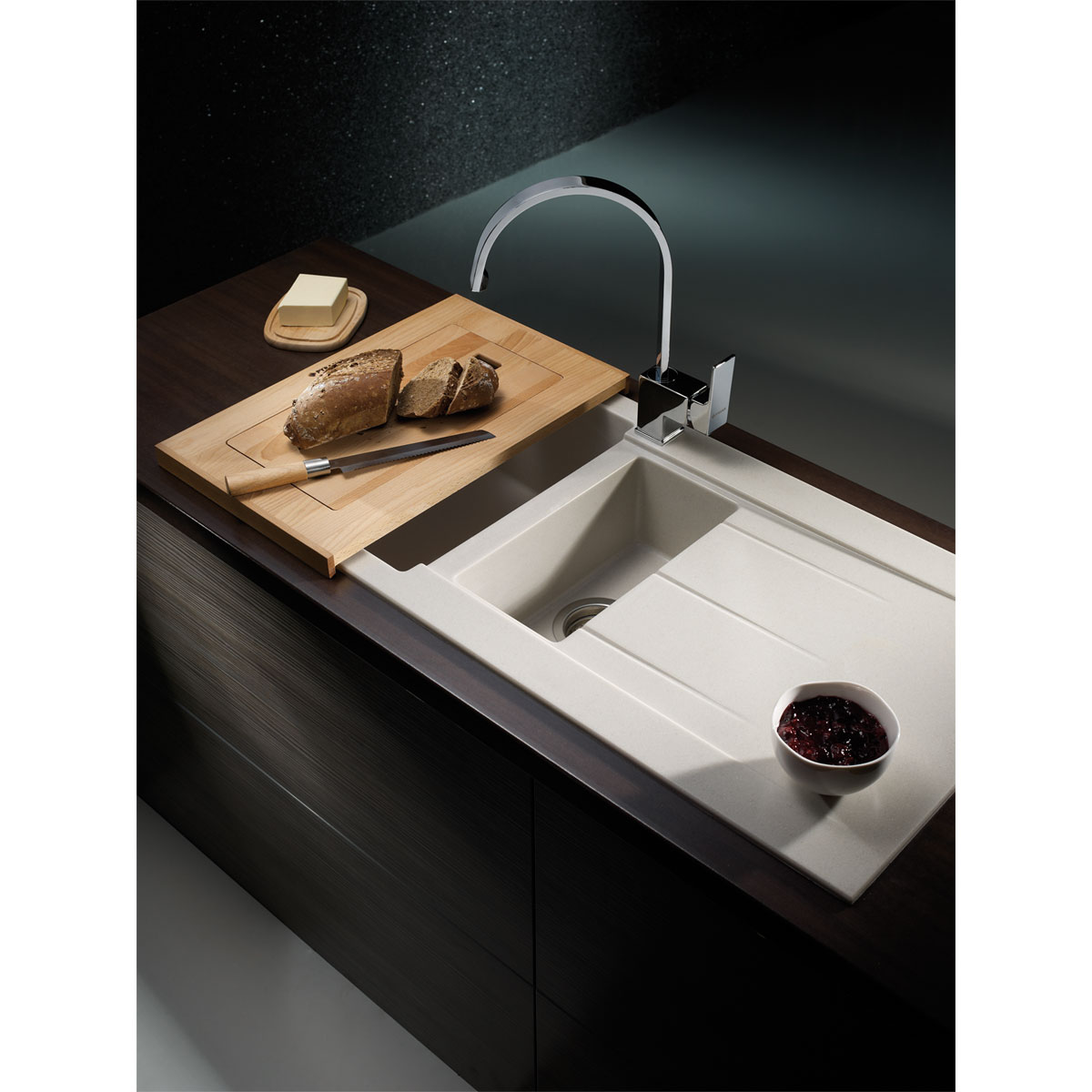 Pyramis  Einbauspuele ALAZIA 100 x 50 cm 1 1/2B 1D Granit Beige Bild 2