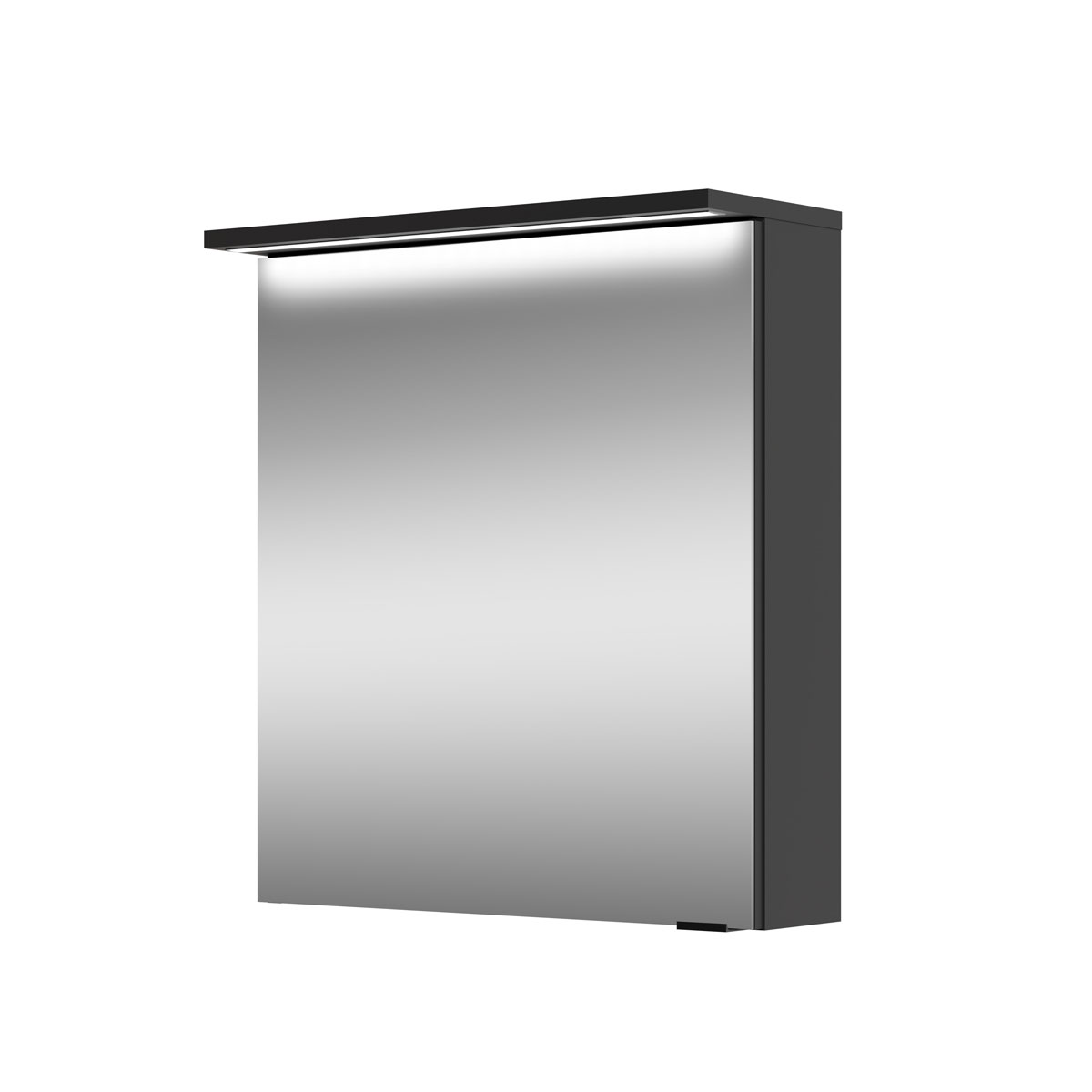 Spiegelschrank Mara, 55cm, 1 Tür, Soft-Close, LED-Kranzbeleuchtung