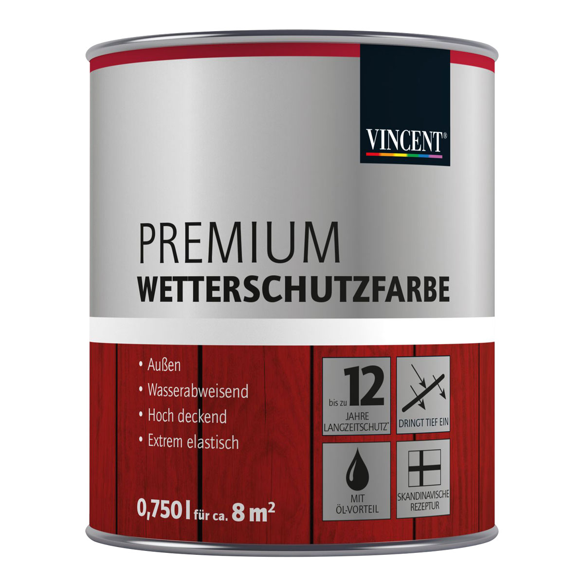 Vincent Premium Wetterschutzfarbe Anthrazit 0,75 L