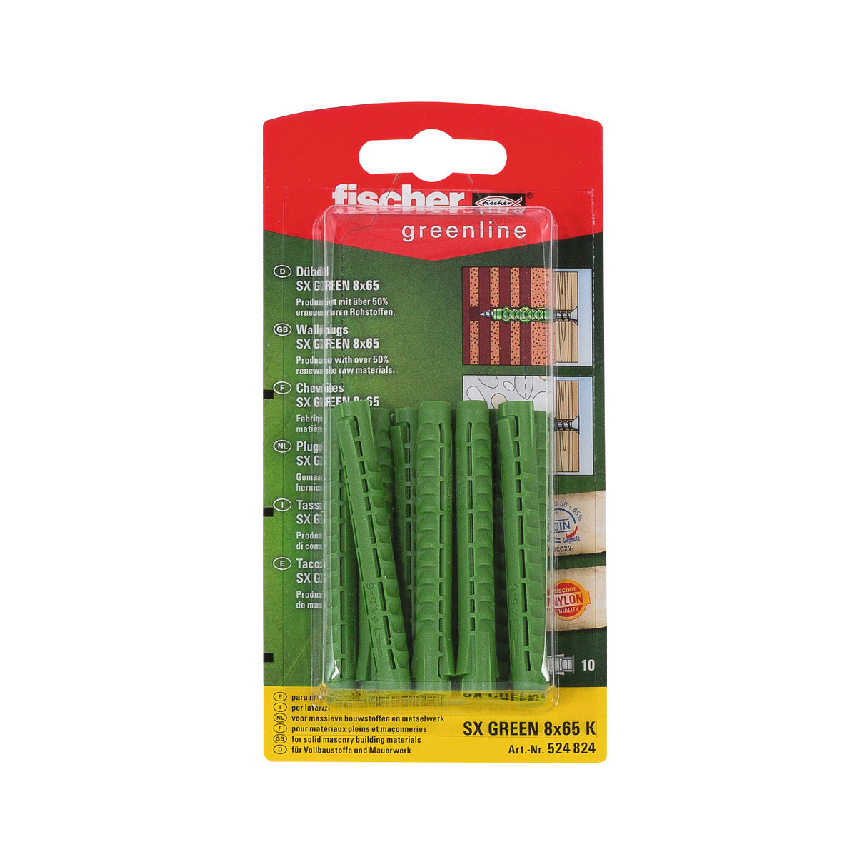Fischer Spreizdübel SX Green 8 x 65 mm 10 Stück