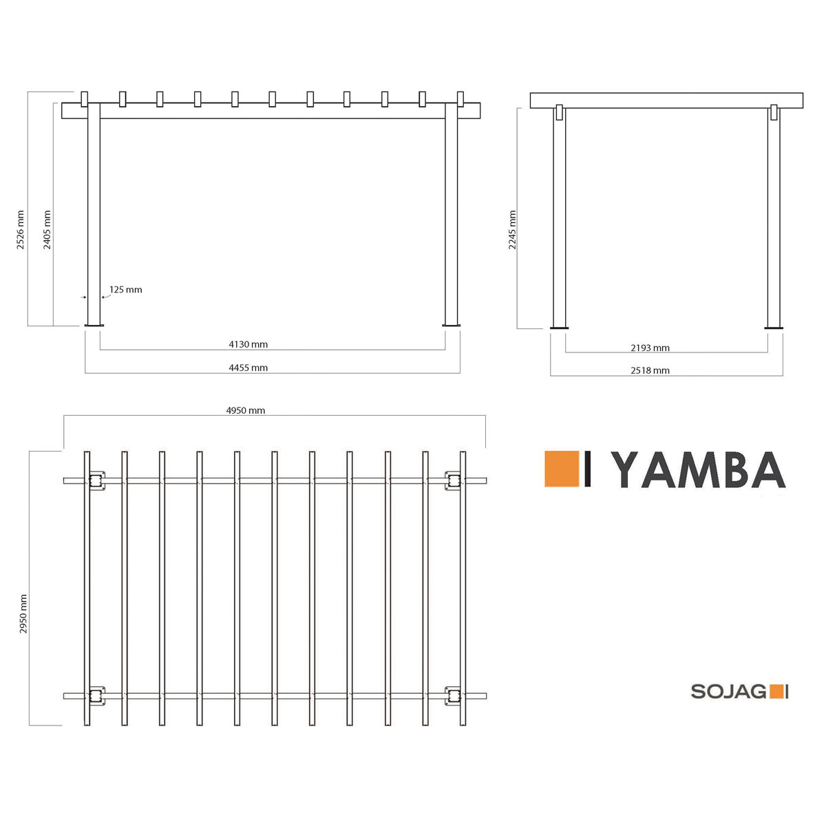 Sojag Pavillon Pergola Yamba 1016 295x495x252,6cm Anthrazit Bild 12