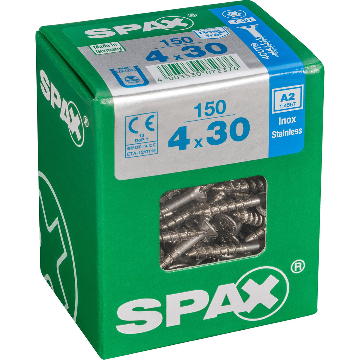 Spax Edelstahlschrauben Senkkopf 4 x 30 L 150 Stück Bild 2