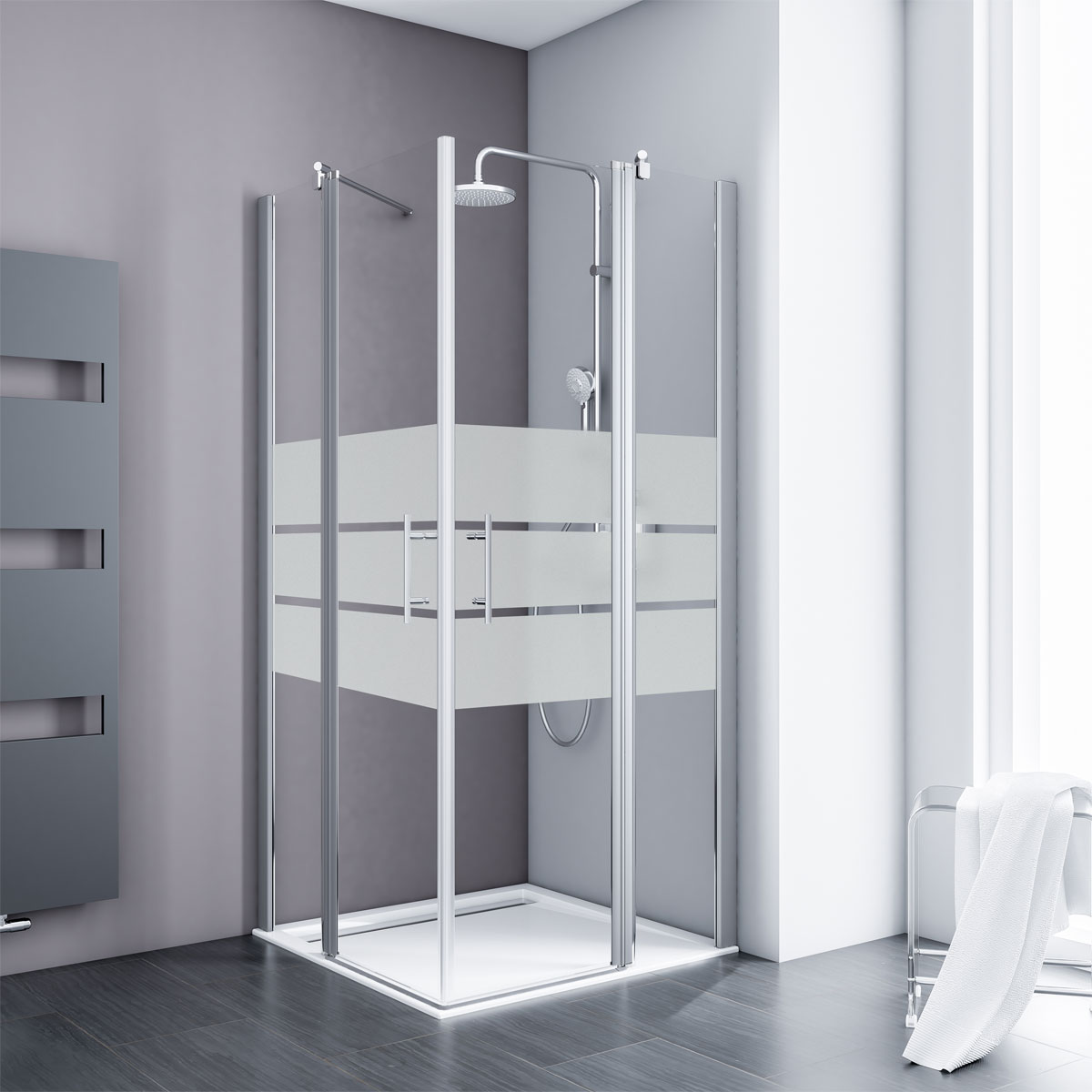 Schulte Eckdusche mit Drehtür Alexa Style 2.0 Alu Natur 90 x 192 x 90 cm ESG fixil Bild 1