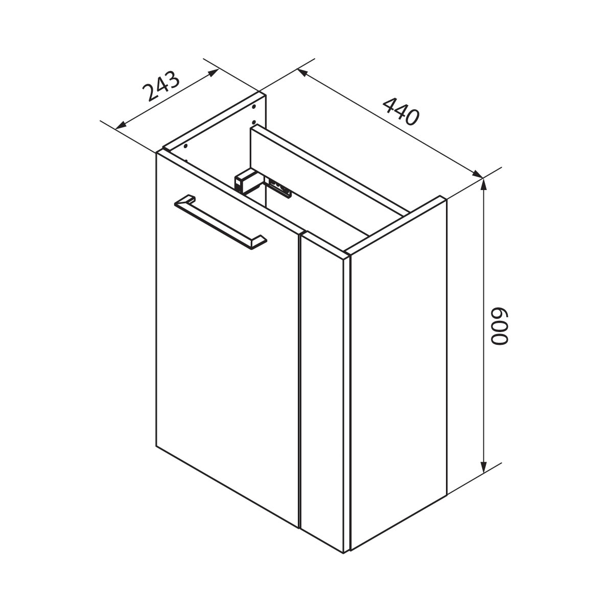 Fackelmann  Gäste-WC Waschtischunterschrank links SBC 440 x 600 x 243 mm AstEiche Bild 8