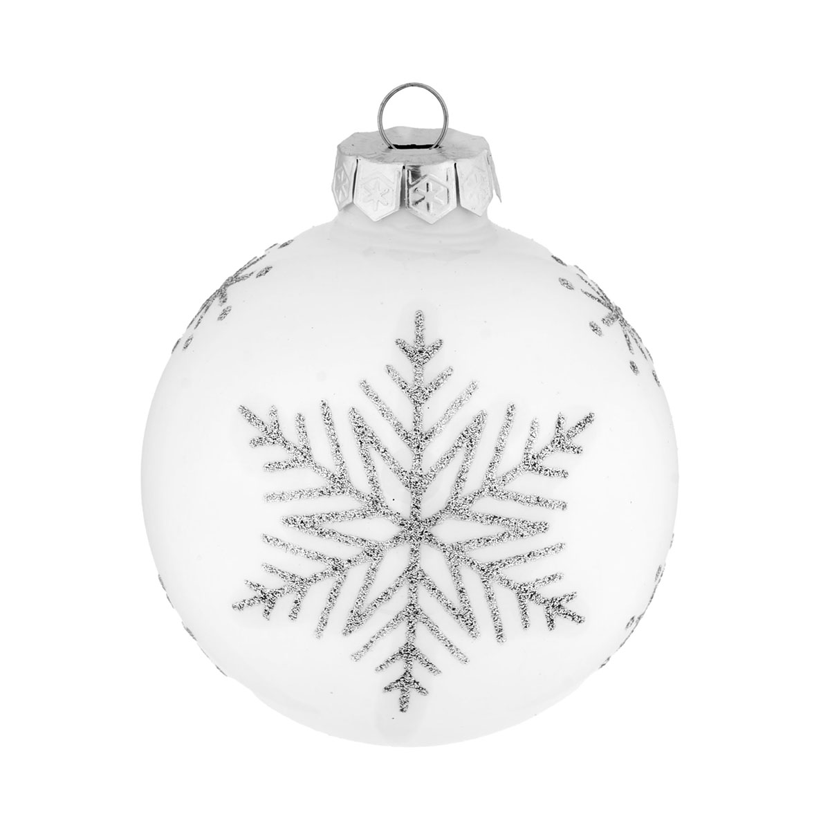 Ambientis Dekorierte Kugel weiß/silber mit Sternenmuster