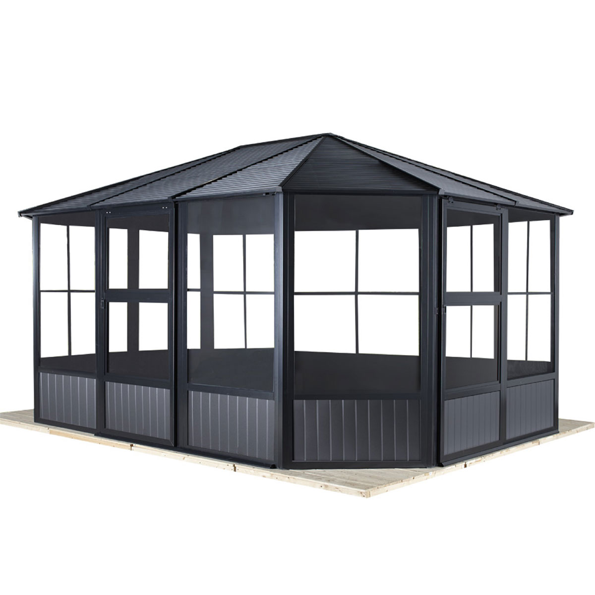 Sojag Pavillon Kaltwintergarten Charleston 1215 383,6x488,6x280,89cm Anthrazit Bild 1