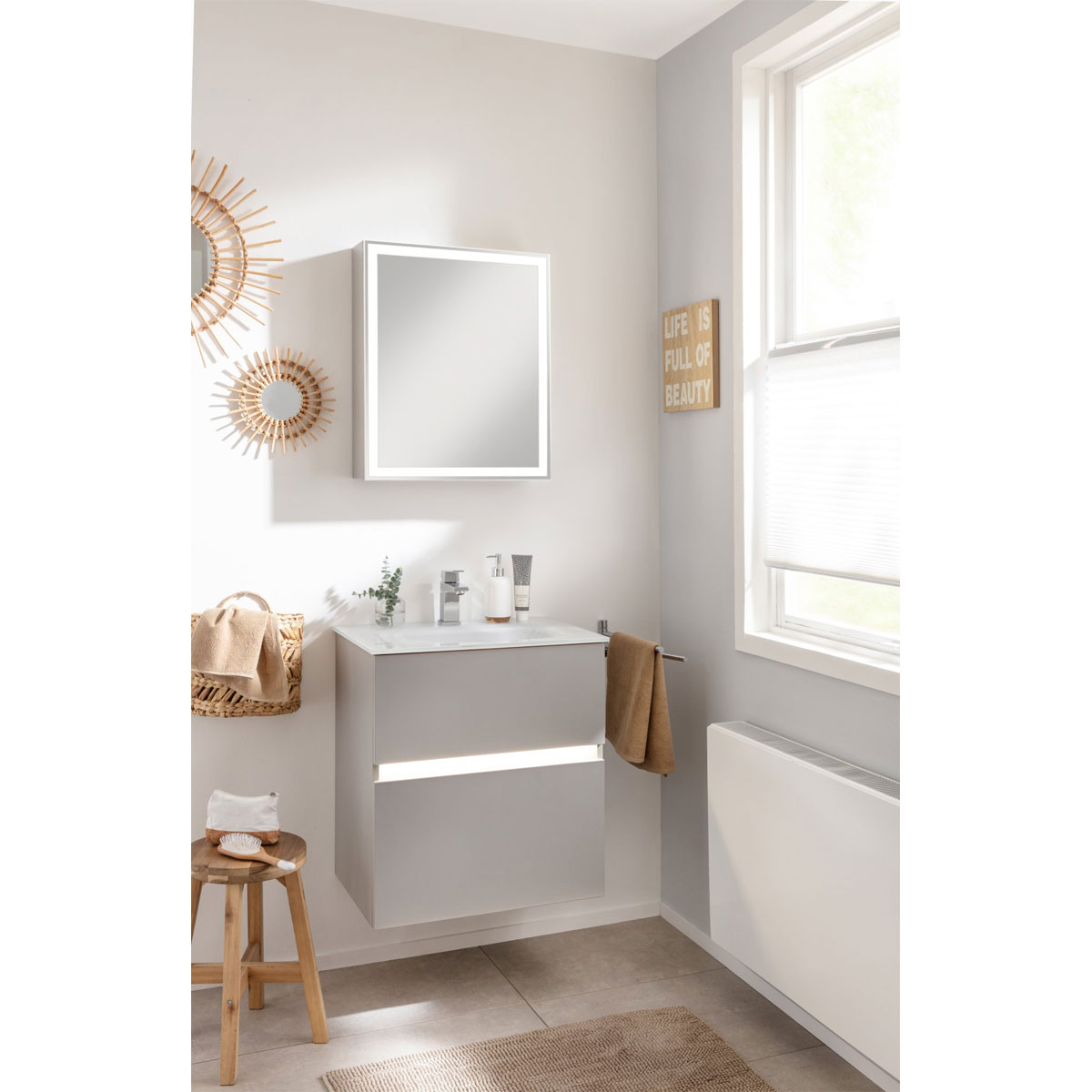 BADMOBIL Glaswaschtisch 60 x 15 x 43 cm ohne Überlauf weiß Bild 3